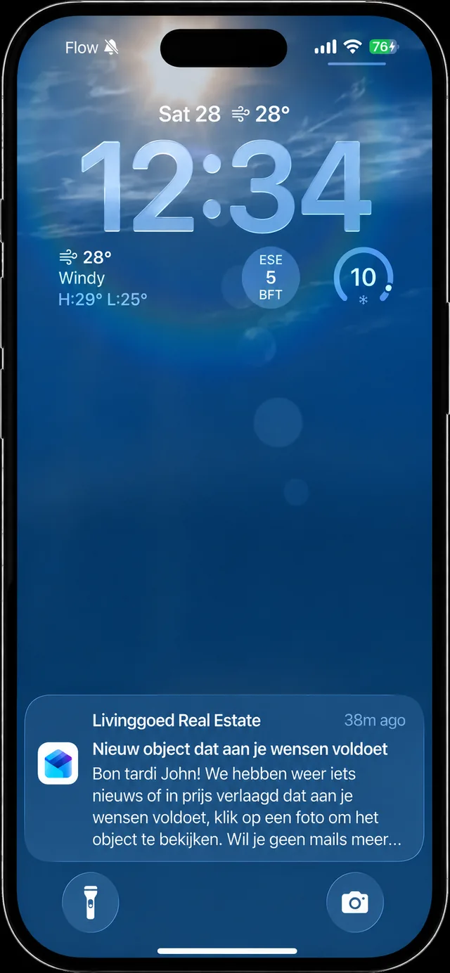 Melding op telefoon: nieuw object dat aan je wensen voldoet